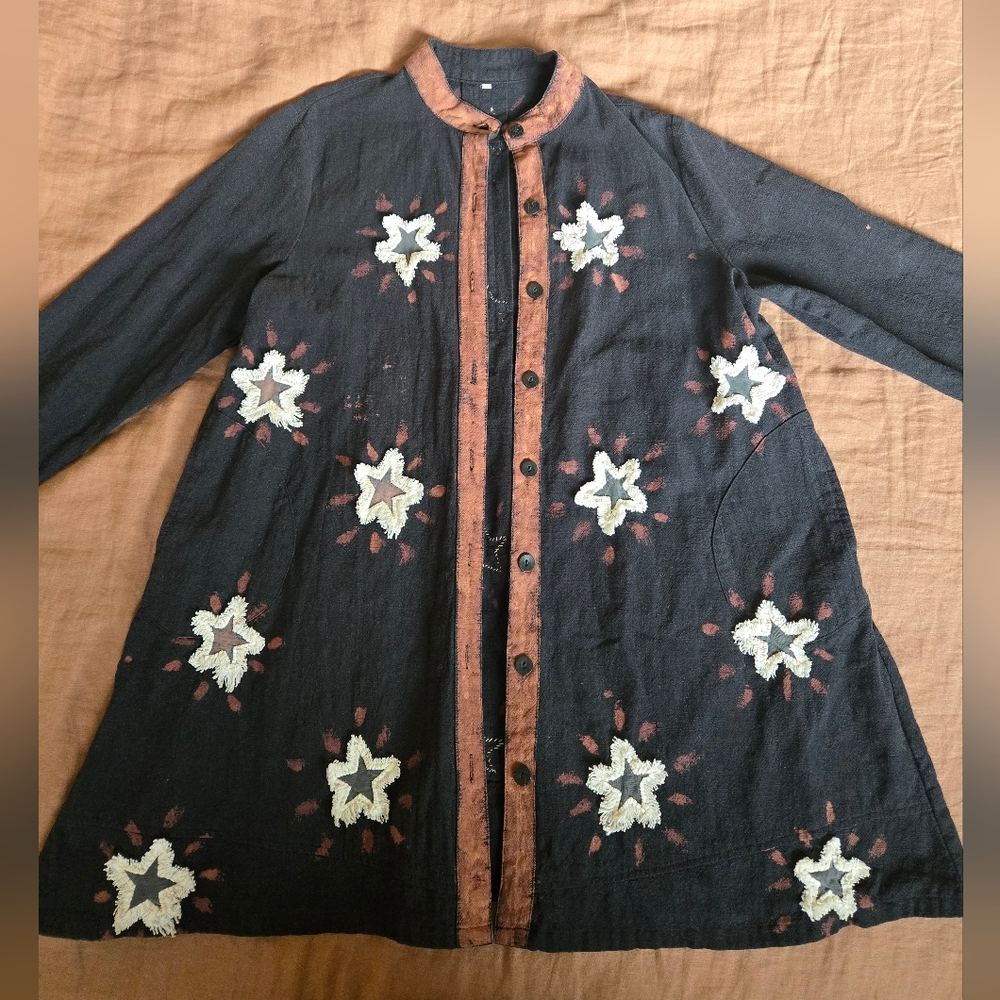 Upcycled Cotton Duster Jacket - Stary Sky